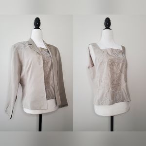 Adrianna Papell Silk Blazer and Tank Set